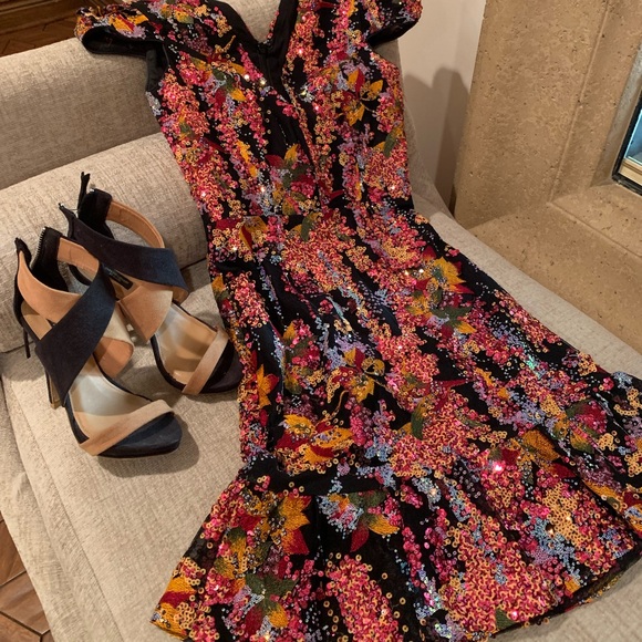 DRESS THE POPULATION Corinne Sequin Cocktail Dress - Picture 2 of 8